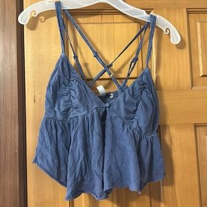 Urban Outfitters Blue Assymetrical Cropped Tank